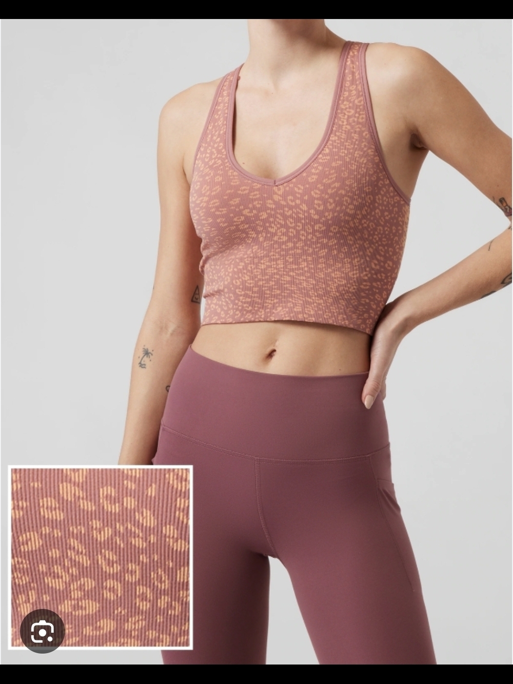 Athleta Aurora Seamless Leopard Reversible Crop Tank — Pink Peach Size X-large